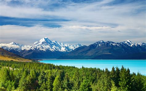 Mount Cook And Pukaki Lake New Zealand Desktop Wallpaper Full Screen
