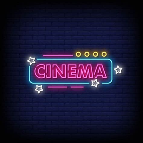 Glowing Cinema Neon Signs Premium Vector