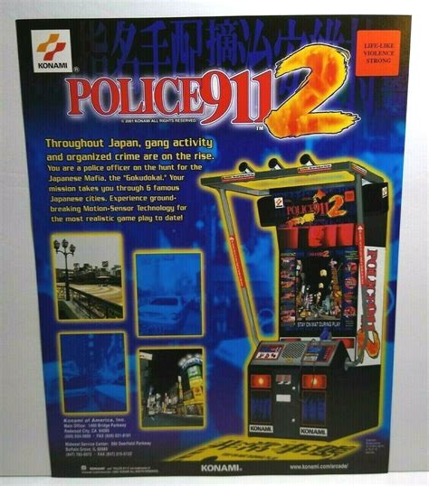 Police 911 2 Arcade Flyer Original 2000 Nos Konami Game Art Sheet Gun