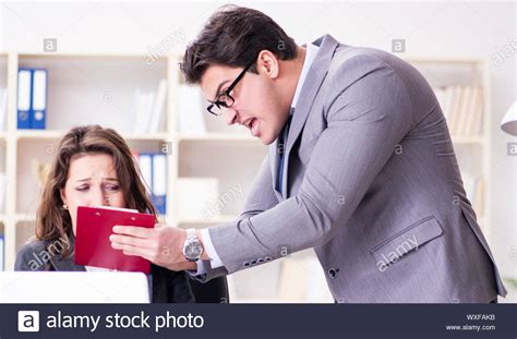 Angry Boss Unhappy With Female Employee Performance Stock Photo Alamy