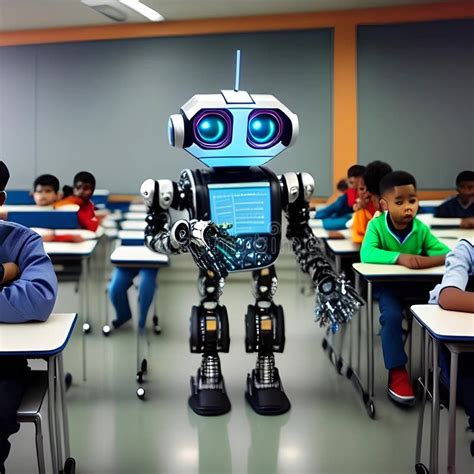 Robots In The Classroom Learning Concept Generated By Ai Stock