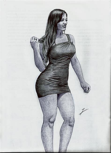 A Pencil Drawing Of A Woman Posing For The Camera