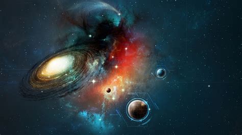 Galaxies And Planets In Black Sky Background Hd Galaxy Wallpapers Hd