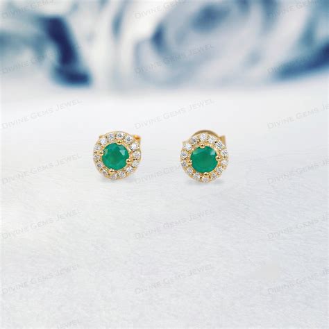 Natural Emerald Stud Earrings 4 MM Emerald Studs Minimalist Etsy
