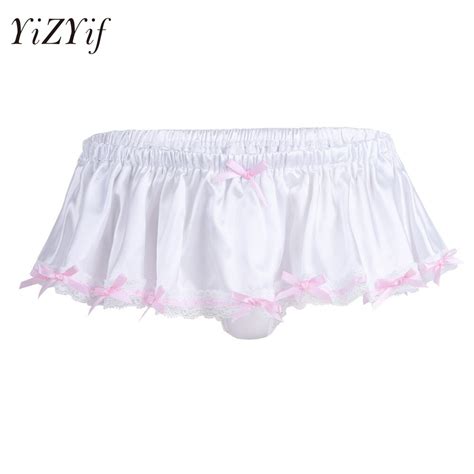 Yizyif Super Hot Mens Sexy Lace Satin G String Mini Dress Nightwear Sleepwear Gay Lingerie Sissy