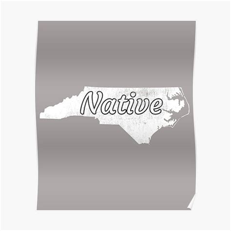 Distressed North Carolina Native Design Poster By Kombuchako Op