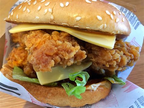 Plus 1 piece of original recipe chicken, regular fries & your choice of side. Zinger Stacker - KFC - Burger Price & Review - UK - 2019