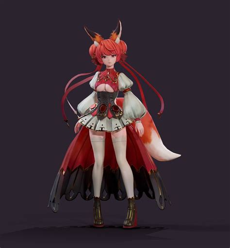 천화님 On Twitter Fox Girl 3d Model Character Character Design