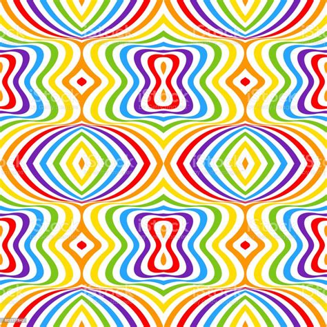 Rainbow Opt Art Background Seamless Pattern Stock Illustration