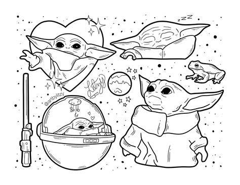 Baby Yoda Printable Coloring Pages