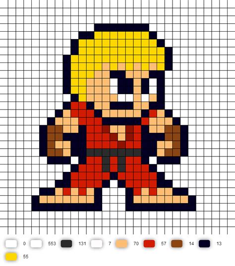 Ken Street Fighter 2 Perler Bead Pattern Melty Bead Patterns Hama