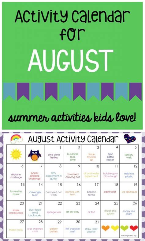 International study travel and service learning program. August Activity Calendar | Summer preschool activities ...
