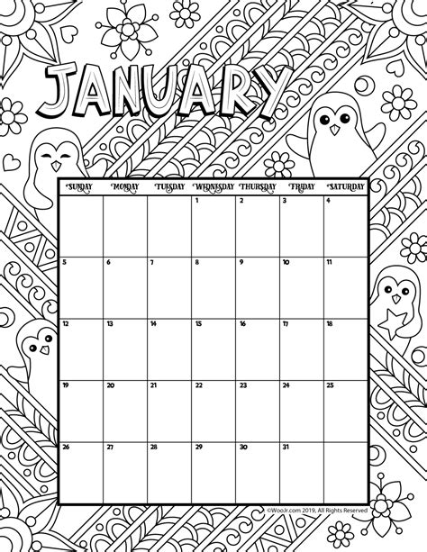 Workout Coloring Calendar Printable Coloring Pages
