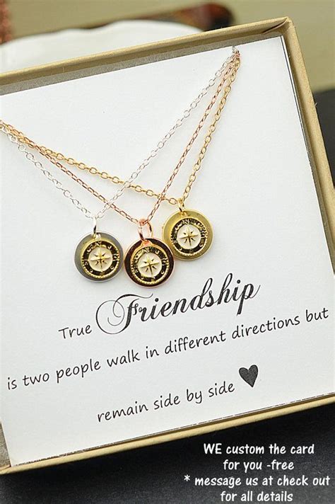 Best Friend Trose Gold Compass Necklacebest Friend Necklace