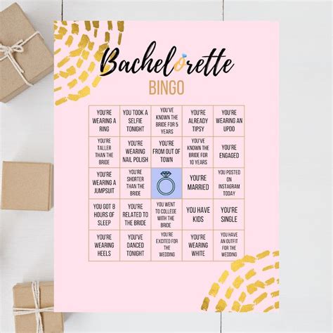 Bachelorette Party Bingo Game Printable Game Instant Etsy