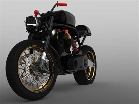 Custom Naked Motorcycle Stl Step Iges Solidworks D Cad Model Grabcad