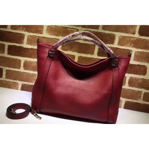 Gucci 323675 Miss Gg Calf Leather Top Handle Bags Red Ireplicabags