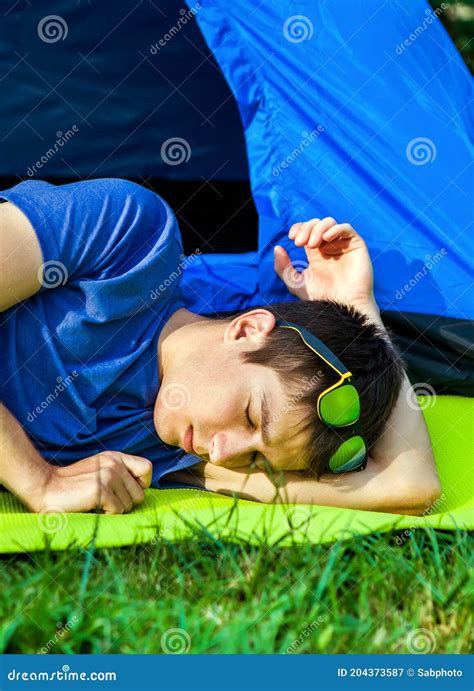 Young Man Sleeping Outdoor Stock Image Image Of Sleep 204373587