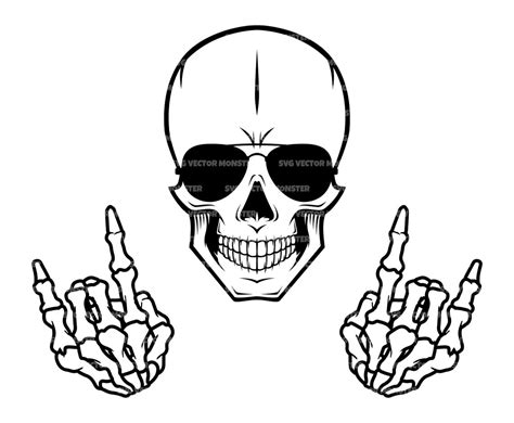 Skull Svg Aviator Sunglasses Svg Skeleton Rock Horns Svg Etsy