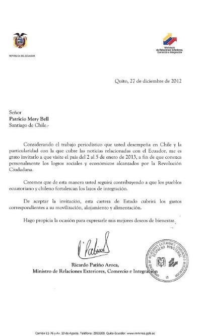 Modelo Carta De Invitacion A Chile Kulturaupice