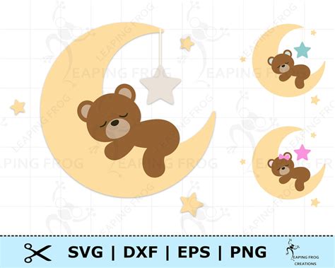 Bear On Moon Svg Png Cricut Cut Files Layered Silhouette Fies