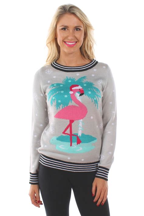 women s flirty flamingo sweater christmas sweaters for women christmas sweaters sweaters for