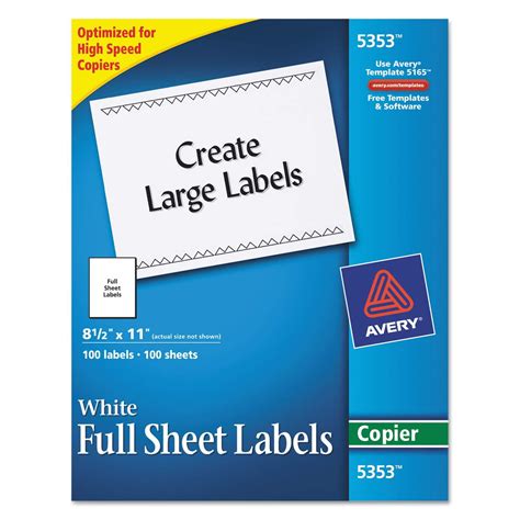 Self Adhesive Full Sheet Shipping Labels For Copiers 8 12 X 11
