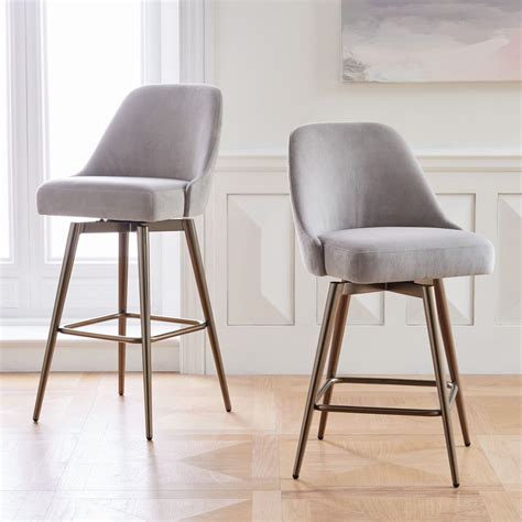 Then, select a wood, stainless steel, or granite countertop. Mid-Century Upholstered Swivel Counter Stool | West Elm