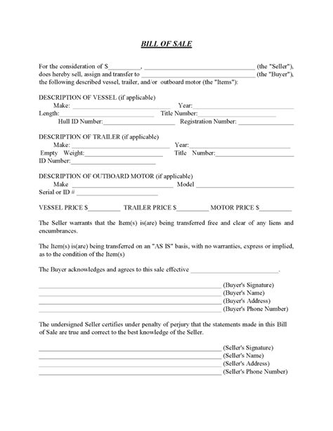 Free Alabama Boat Bill Of Sale Free Printable Legal Forms