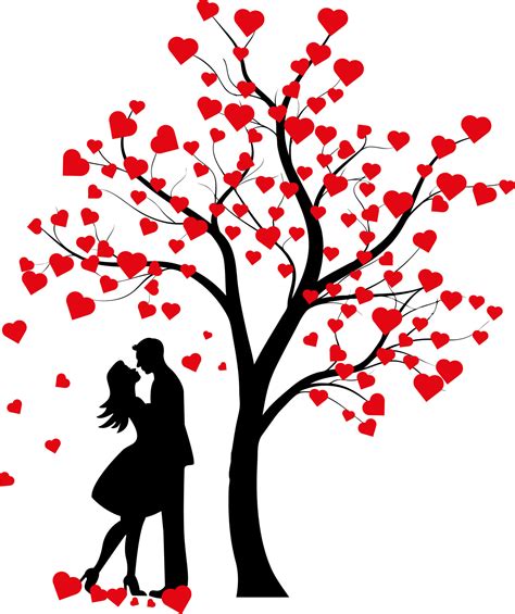 Tree With Hearts Couple Under Tree 4975774 Vector Art At Vecteezy