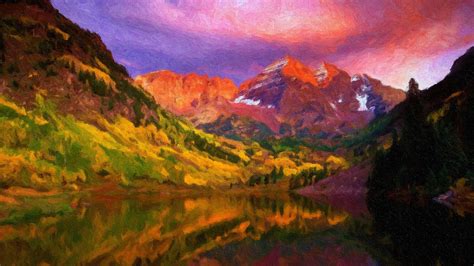Mountain Landscape Painting Wallpaper Popular Century