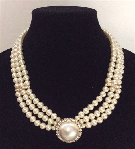 Excited To Share This Item From My Shop Vintage Multi Strand Pearl Rhinestones Necklace