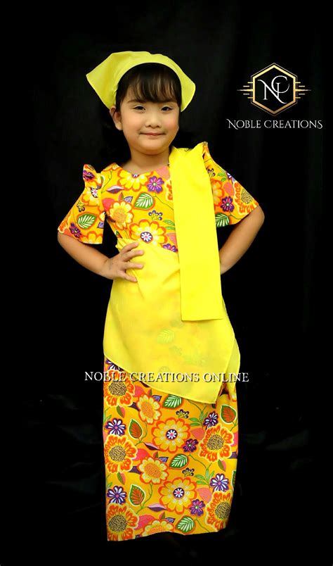 Kids Filipiniana Dress Floral Patadyong Philippine National Costume
