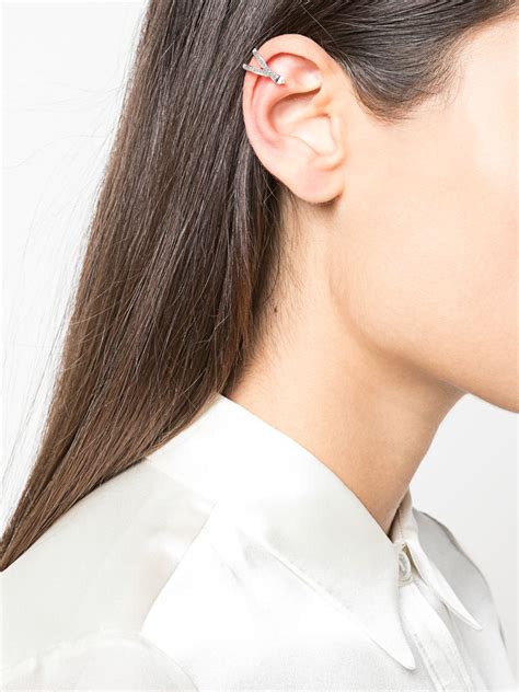 Anissa Kermiche Kt White Gold Double Pave Diamond Ear Cuff Farfetch
