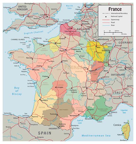 France Map Cities France Map With Provinces Cities Rivers And Roads In Adobe Illustrator