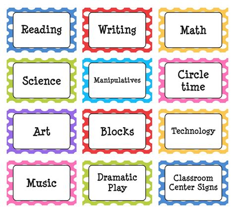 Free Printable Classroom Center Signs
