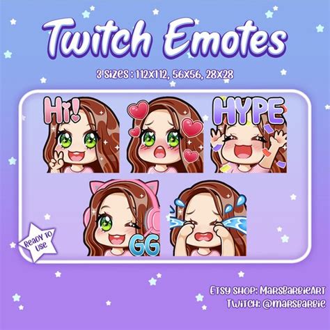 Twitch Emotes Cute Chibi Emoji Emotes For Streamers Pink Etsy In Images