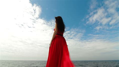 Stock Video Of Woman In Red Dress Walking Down 2099297 Shutterstock