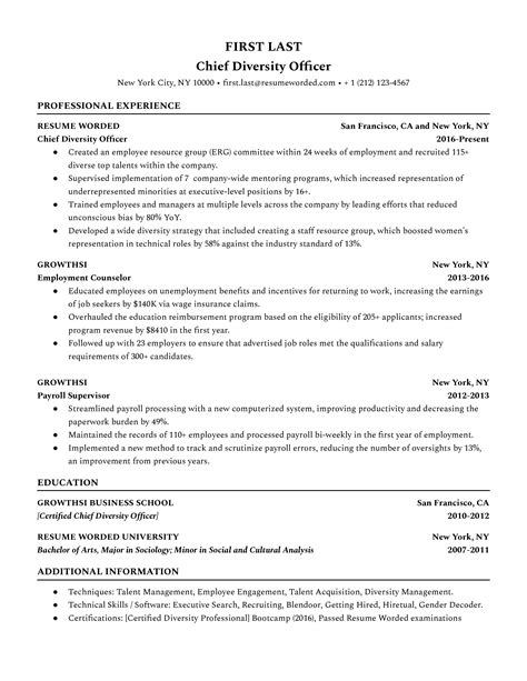 Diversity and Inclusion Manager Resume Examples for 2024 | Resume Worded
