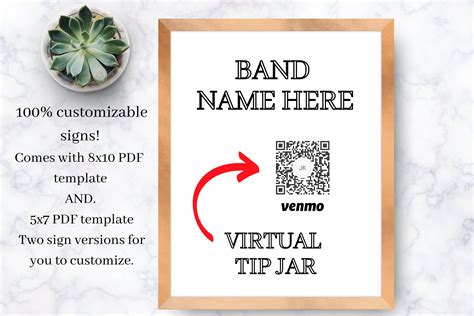 Virtual Tip Jar Sign QR Code Sign Venmo Sign Editable Sign Cashapp Sign