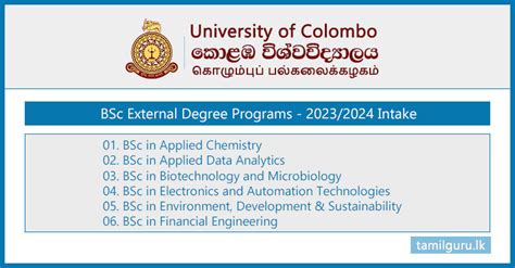 Bsc External Degree Programs 20232024 University Of Colombo
