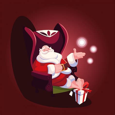 Premium Vector Christmas Cartoon Of Santa Claus Sitting On Sofa