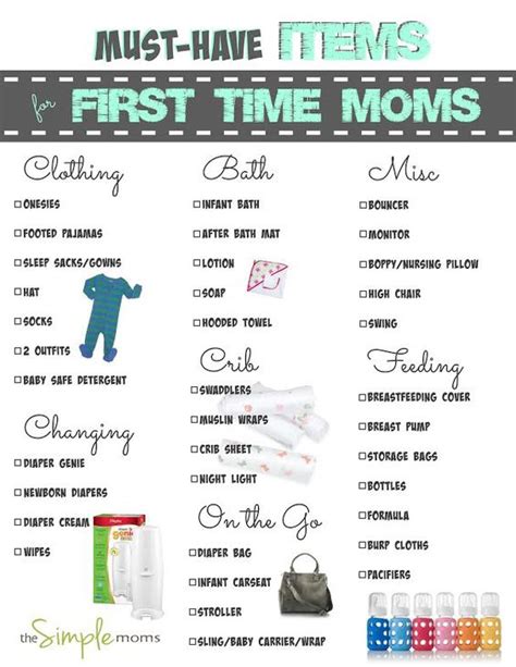 Must Have Items For First Time Moms Printable List Baby Gear