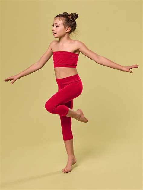 Medium Length Girls Leggings Red Focenza