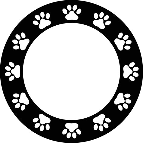 Paw Frame On White Background Flat Style Dog Paw Print Border Black
