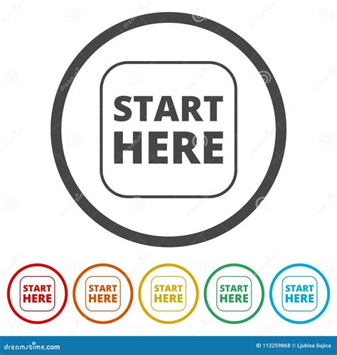 Start Here Sign Start Here Icon Start Here Button 6 Colors Included