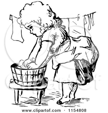 Attempting to wash unseparated clothing on hot so that you get your whites sufficiently clean and then guarding against color bleeding with a product like shout color catcher seems to make sense at first. Clipart of a Retro Vintage Black and White Girl Washing ...