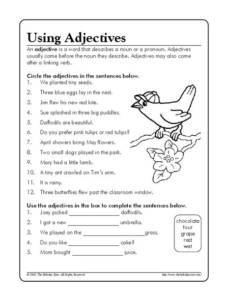 Using Adjectives Worksheet for 3rd - 5th Grade | Lesson Planet
