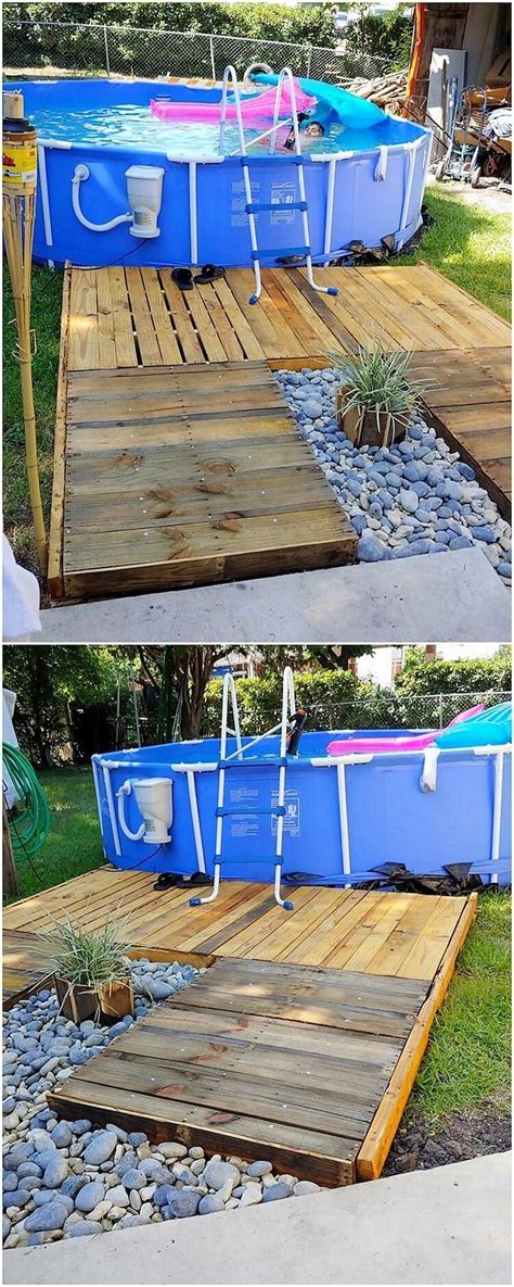 Pallet Swimming Pool Garden Deck Pallet Pool Above Ground Pool Decks