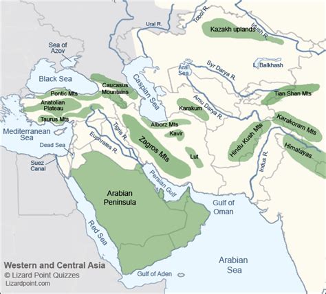 Test Your Geography Knowledge Western Asia Physical Features Quiz